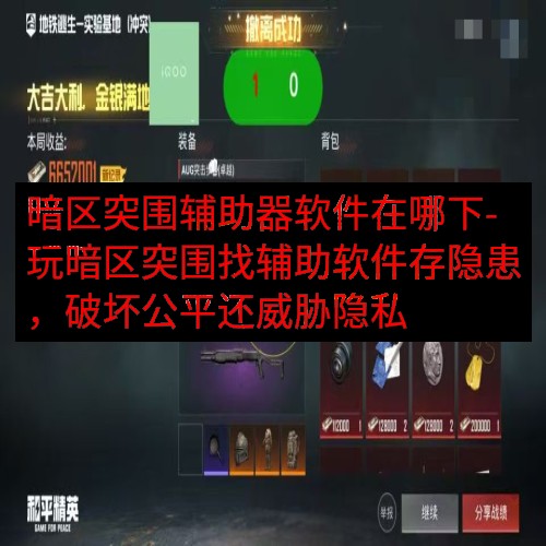 暗区突围辅助器软件在哪下-玩暗区突围找辅助软件存隐患，破坏公